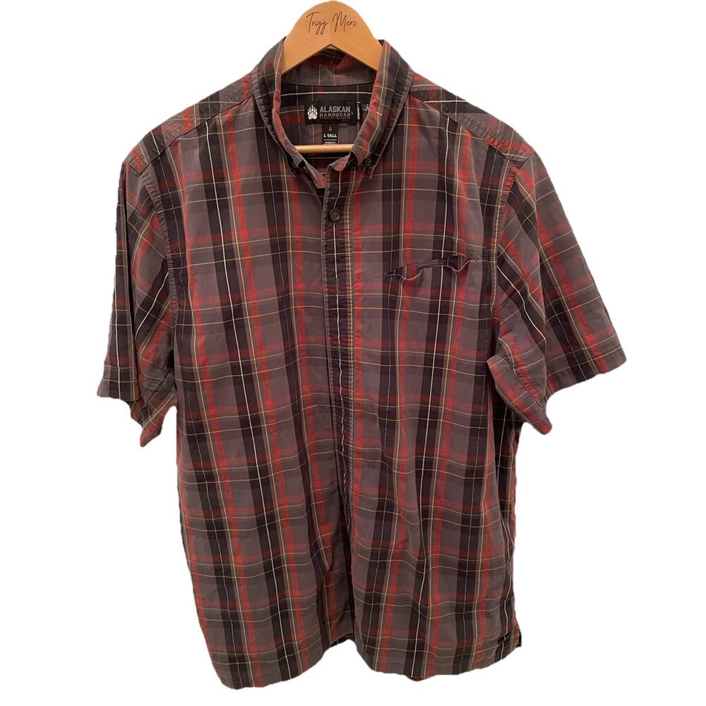 Alaskan Hardgear Shirt Mens L Large Tall Red Blue Plaid Duluth Outdoor Hiking